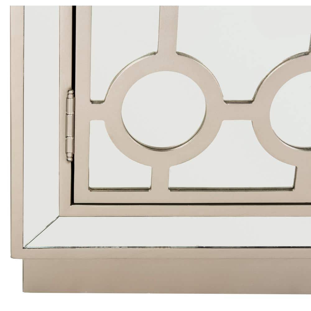 Gray Mirrored Glam Art Deco Accent Cabinet