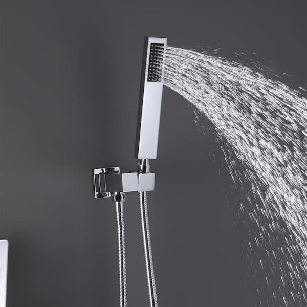 Dimakai Single Handle 1-Spray 2 GPM Wall Mounted Bathtub Faucet with Handheld Shower in Brush Nickle