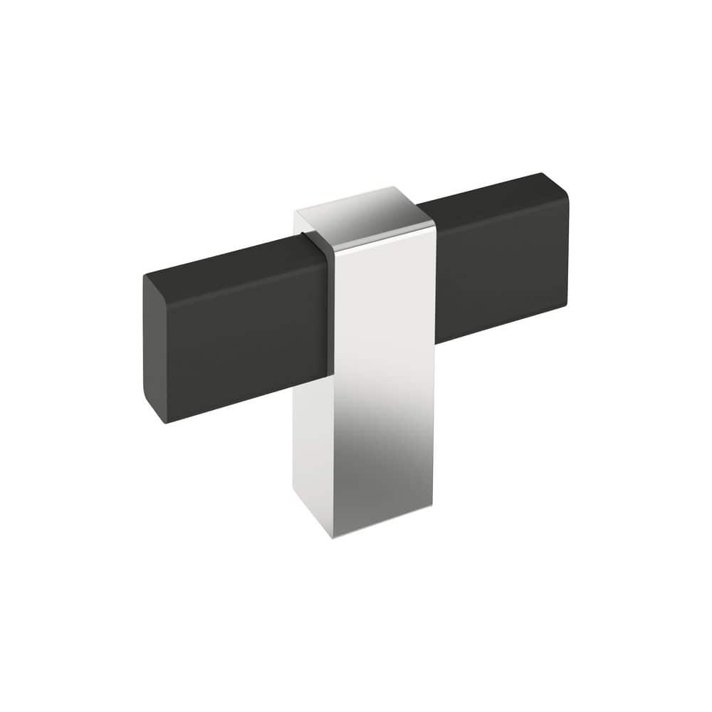 Mulino 2-3/8 in. (60 mm) Length Matte Black/Polished Chrome Bar Cabinet Knob price history on PriceWatchPro