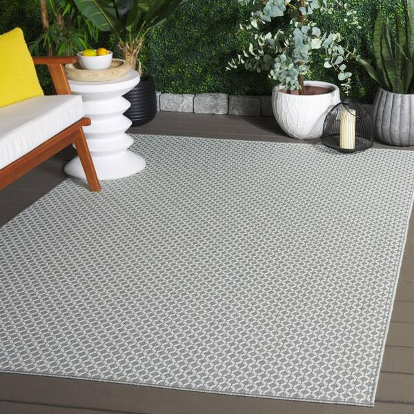 Terrace Gray/Ivory 9 ft. x 12 ft. Geometric Diamond Indoor/Outdoor Area Rug