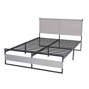 60 in.W Black Metal Frame Queen Size Platform Bed with Headboard and Footboard