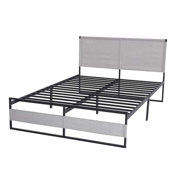 Tatahance 76 in.W Black Metal Frame King Size Platform Bed with Headboard and Footboard