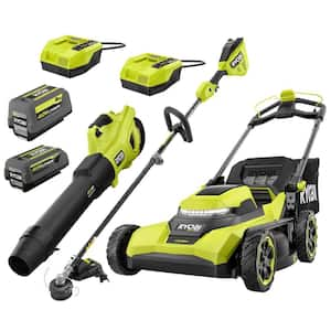 40V HP Brushless 21 in. Cordless Battery Walk Behind Push Lawn Mower, Leaf Blower & Trimmer w/ 8.0 Ah Battery & Charger