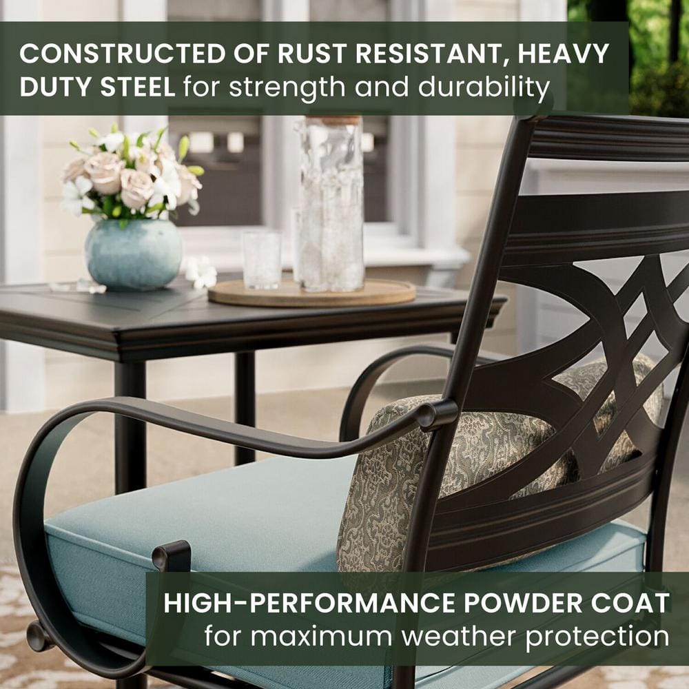 Montclair Ocean Blue 3-Piece Outdoor Bistro Set with Swivel Rockers