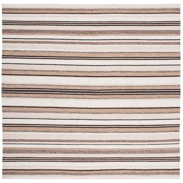 SAFAVIEH Striped Kilim Grey 7 ft. x 7 ft. Striped Square Area Rug