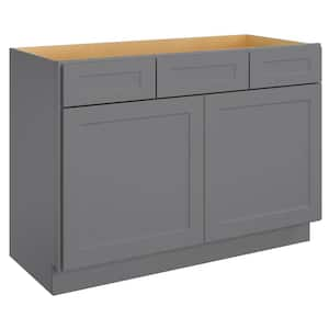 48 in. W x 21 in. D x 34.5 in. H in Shaker Grey Plywood Ready to Assemble Floor Vanity Sink Base Kitchen Cabinet