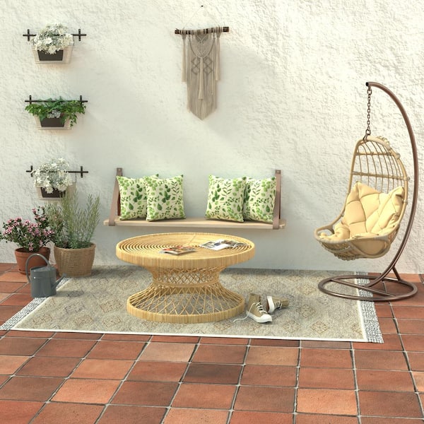Jordan Manufacturing 16 in. L x 16 in. W x 7 in. T Outdoor Throw Pillow in Natik Aloe (2-Pack)