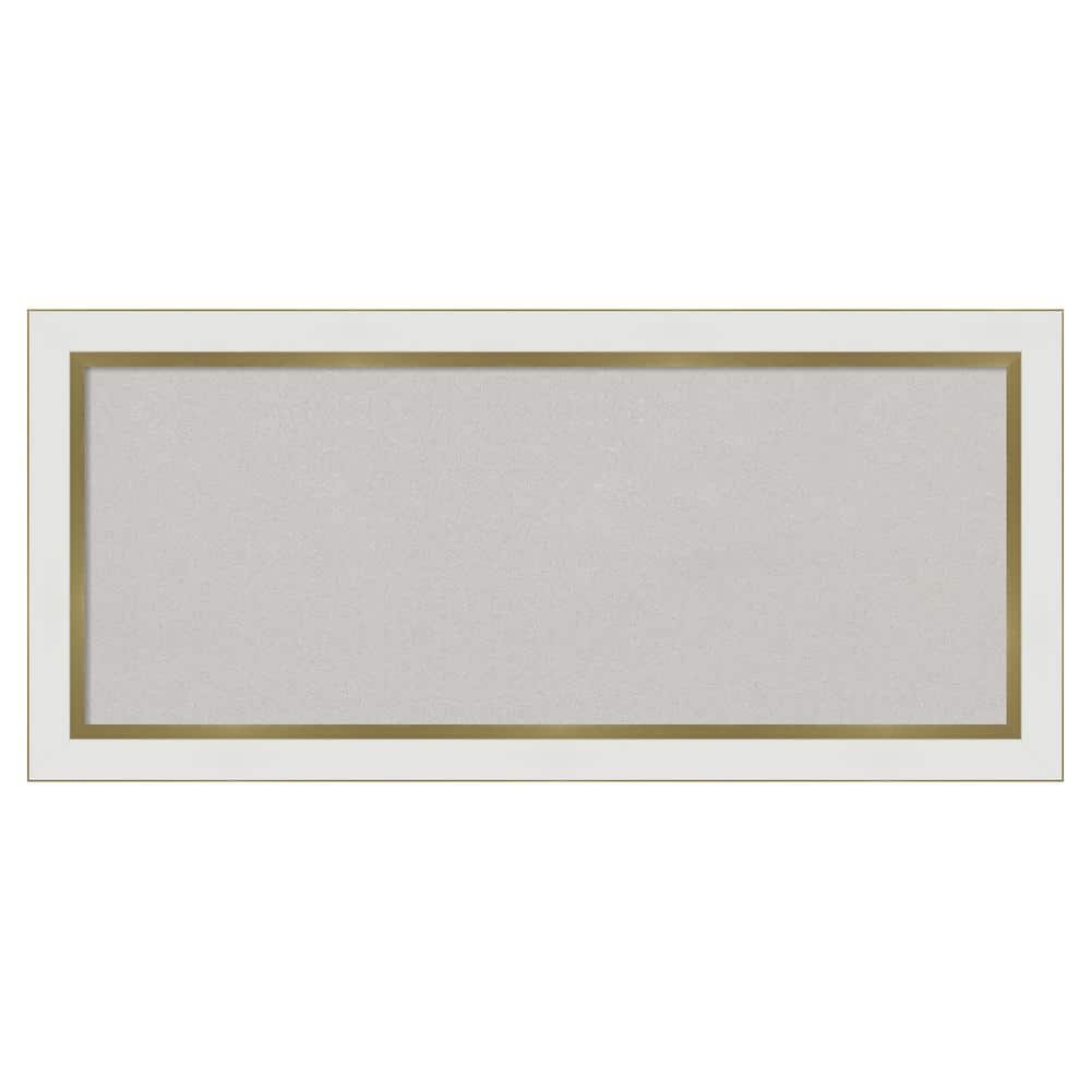 Amanti Art Eva Narrow Framed Cork Bulletin Memo Board Eva White Gold Narrow 33-inch x 15-inch