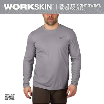 Milwaukee Men's Work Skin Large Gray Light Weight Performance Long-Sleeve T-Shirt 415G-L
