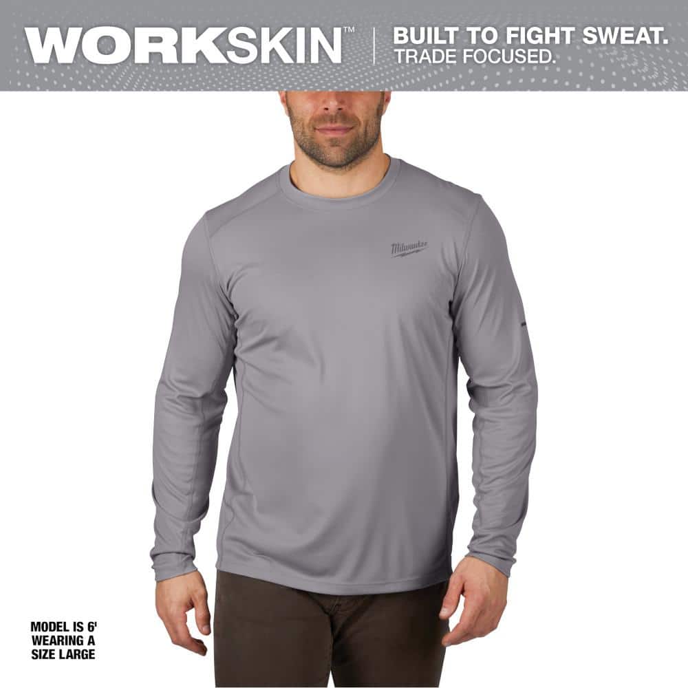 Milwaukee Gen II Men's Work Skin Medium Gray Light Weight Performance  Long-Sleeve T-Shirt 415G-M - The Home Depot