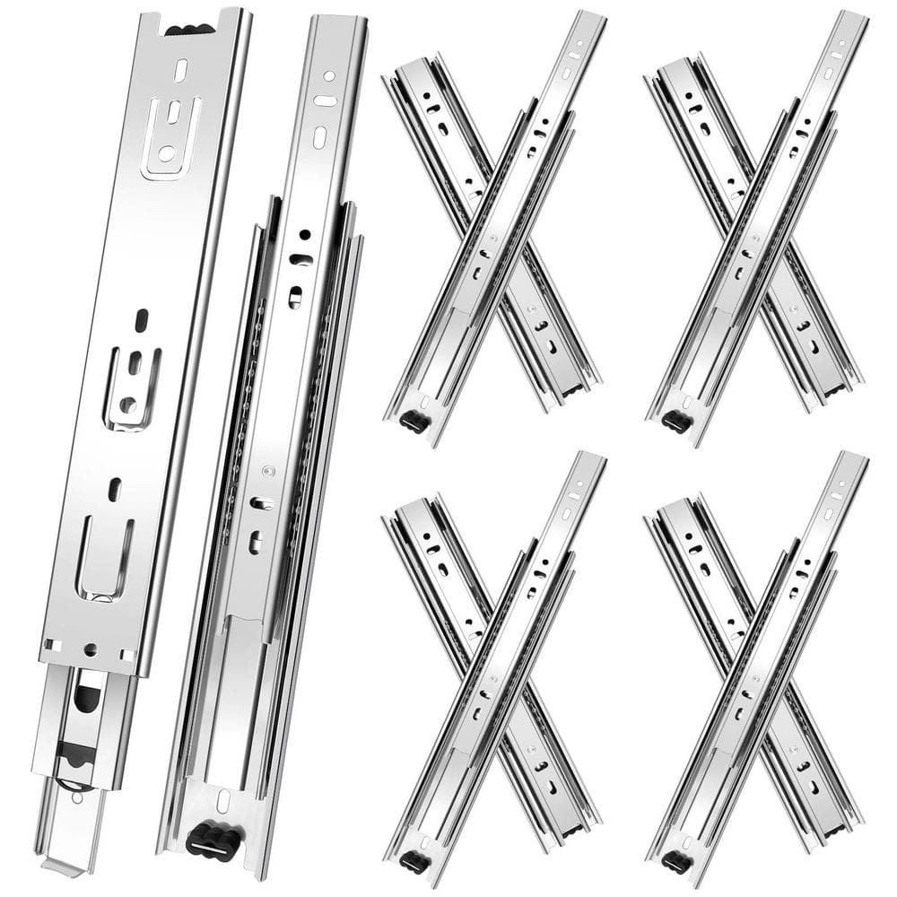 3-Fold Full Extension 10 in. Silver Cold Rolled Steel Side Mount Undermount Soft-Close Heavy Duty Drawer Slides 4 Pairs price history on PriceWatchPro