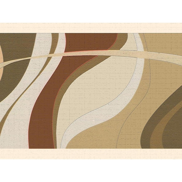 Dundee Deco Falkirk Dandy II Green Beige Orange Wavy Lines Abstract Peel and Stick Wallpaper Border