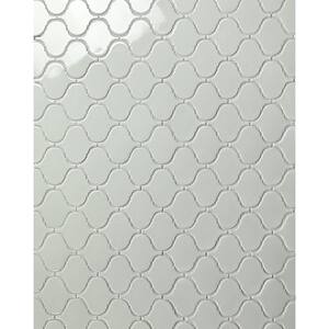 Monet White 9.84 in. x 11.61 in. Lantern Glossy Arabesque Mosaic Porcelain Wall and Pool Tile (11.06 sq.ft./Case)