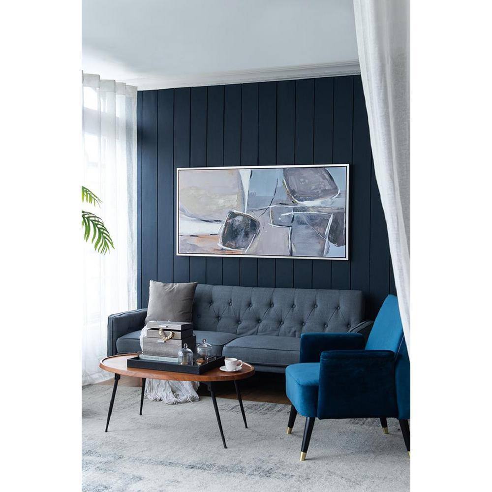 Ice Island Beige and Gray Abstract Canvas Painting