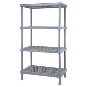 Millenia Gray 4-Tier Rust Proof Vented Plastic Polymer Industrial Shelving Unit (18 in. W x 86 in. H x 60 in. D)