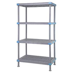 Millenia Gray 4-Tier Rust Proof Vented Plastic Polymer Industrial Shelving Unit (21 in. W x 50 in. H x 24 in. D)