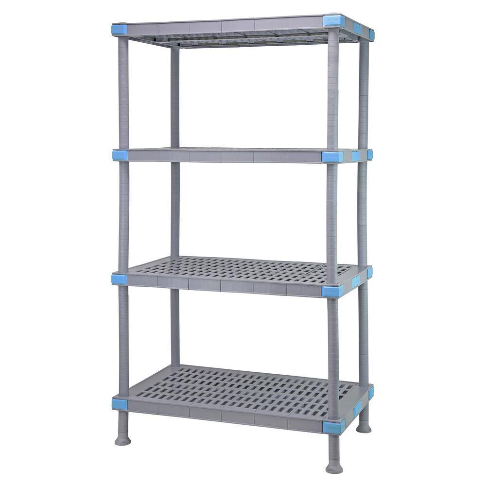 QUANTUM STORAGE SYSTEMS Millenia Gray 4-Tier Rust Proof Plastic Polymer ...