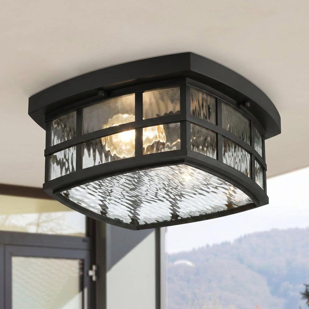 Quoizel Stonington 1-Light Mystic Black Outdoor Flush Mount