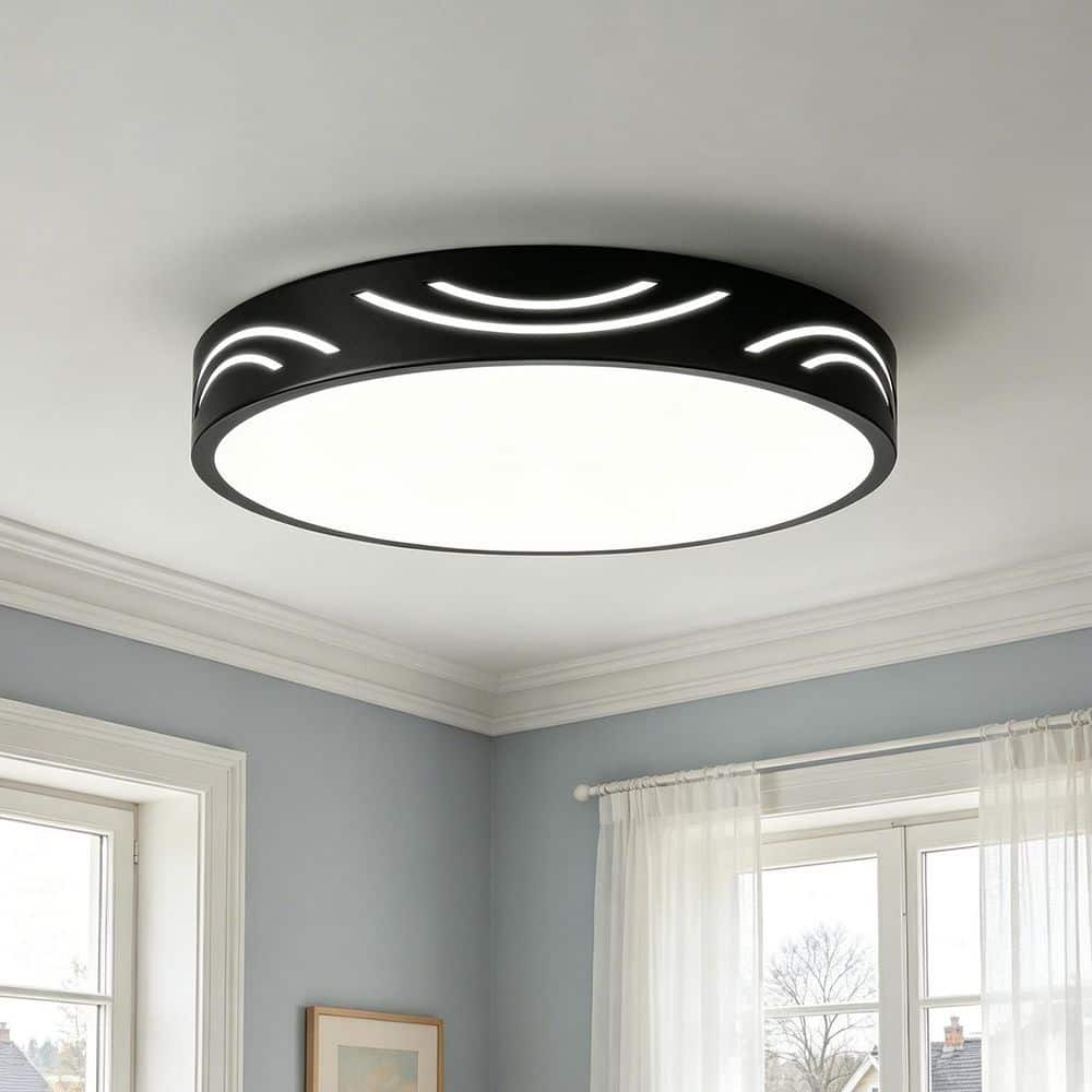 11 Inch LED Flush Mount Ceiling Light – Black, 5CCT Dimmable (2700K-5000K), Modern Fixture For Kitchen/Bathroom/Bedroom/Hallway