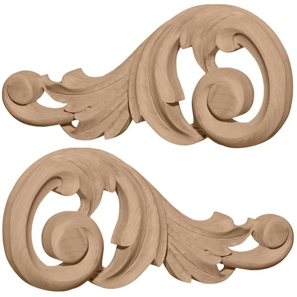 Ekena Millwork 1 in. x 11-1/4 in. x 5-1/8 in. Lindenwood Each Side Large Swaying Scrolls Pair