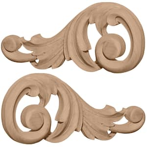 5/8 in. x 7-1/8 in. x 3-1/8 in. Maple Each Side Small Swaying Scrolls Pair