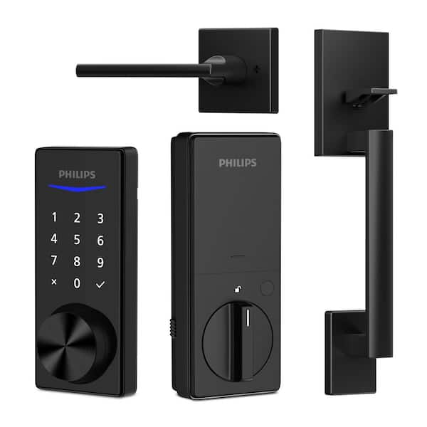Bluetooth Touchscreen Smart Deadbolt with Handle - Matte Black