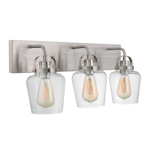 CRAFTMADE Trystan 22 in. 3-Light Brushed Polished Nickel Finish Vanity Light with Clear Glass