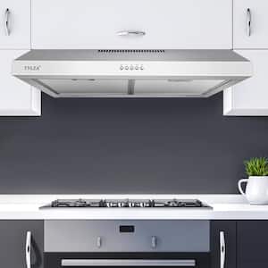 29.5 in. 600 CFM Convertible Under Cabinet Range Hood in Stainless Steel with 2 Charcoal Filters and 2 LED Lights