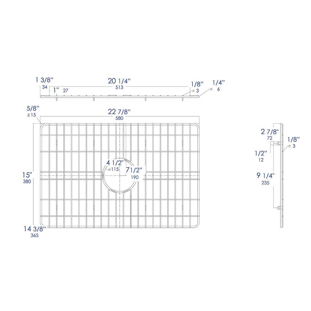 Brushed Stainless Steel Sink Grid with Plastic Feet