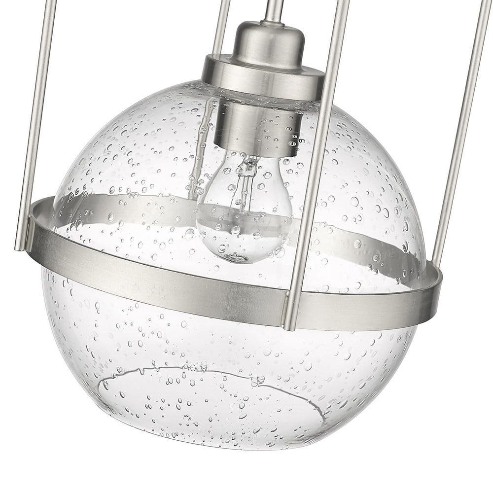 Devonshire Classic Globe Pendant in Brushed Nickel with Seeded Glass