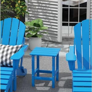 Mason 18 in. Pacific Blue Poly Plastic Fade Resistant Outdoor Patio Square Adirondack Side Table