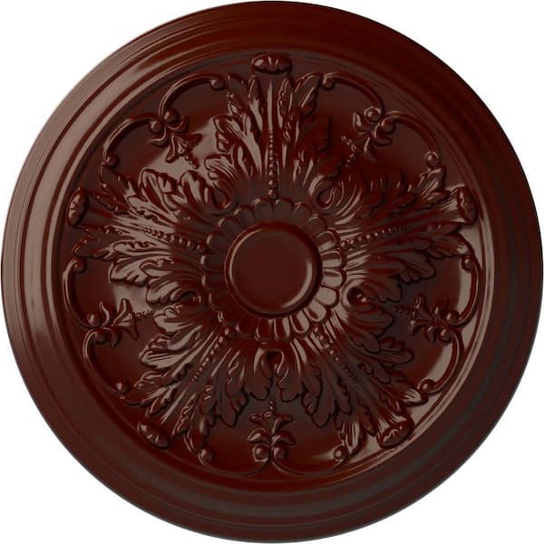 Ekena Millwork 20" x 1-1/2" Damon Urethane Ceiling Medallion (Fits Canopies upto 3-3/8"), Brushed Mahogany
