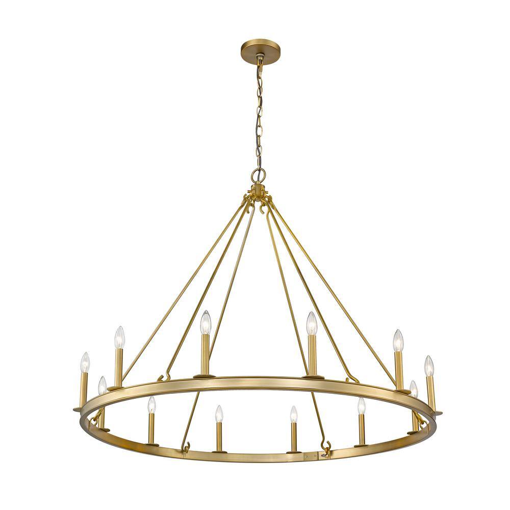 Olde Brass 12-Light Candle-Inspired Chandelier