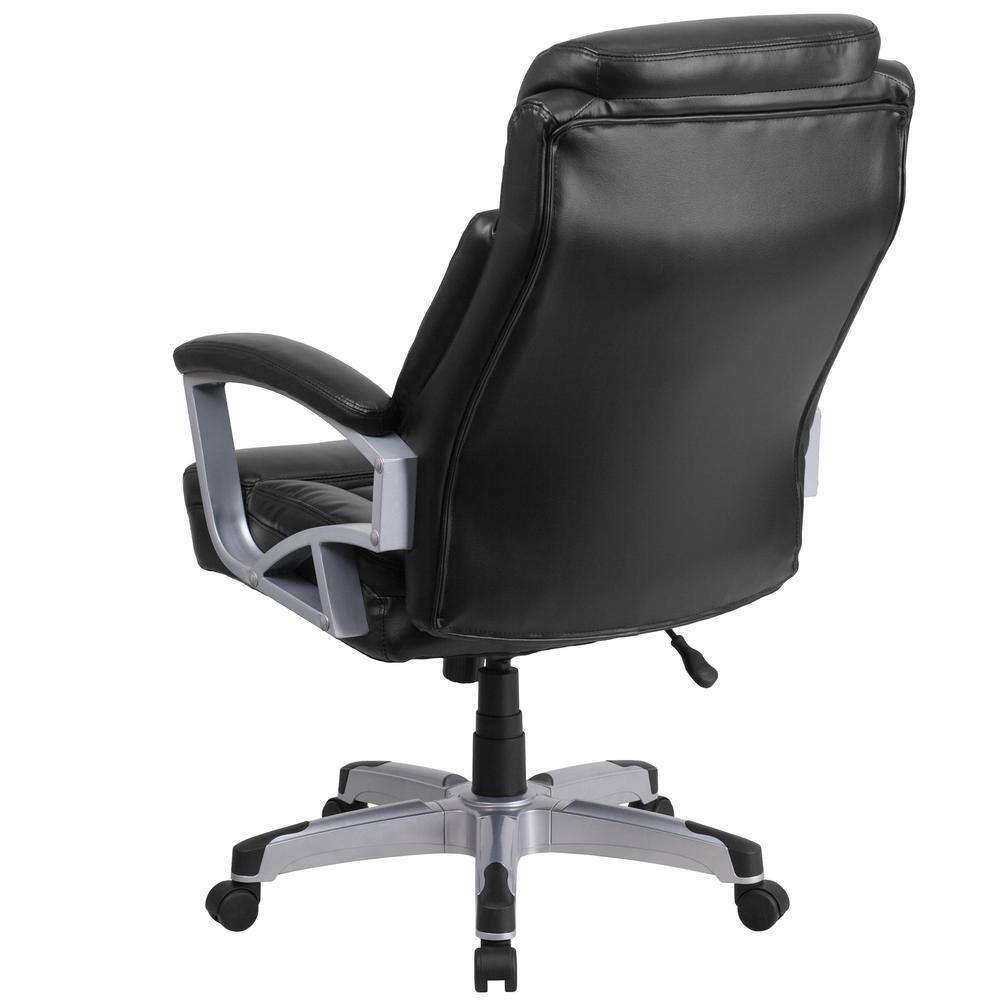 Faux Leather Swivel Office Chair in Black - Thumbnail 2