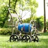 Glitzhome 250 ft. Steel Gray 4-Wheel Garden Hose Reel Cart