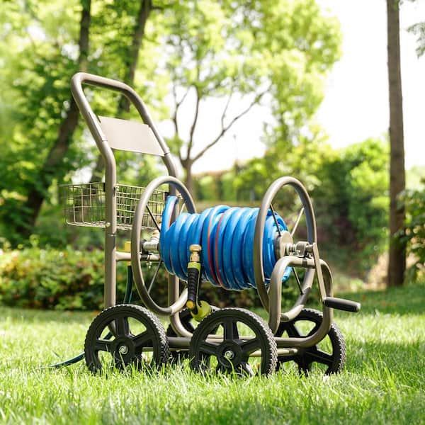 Garden Water Hose Reel Cart Tools with Wheels Garden Lawn Water Truck Water  Planting Cart Heavy Duty Outdoor Yard Water Planting Holds 300-Feet of