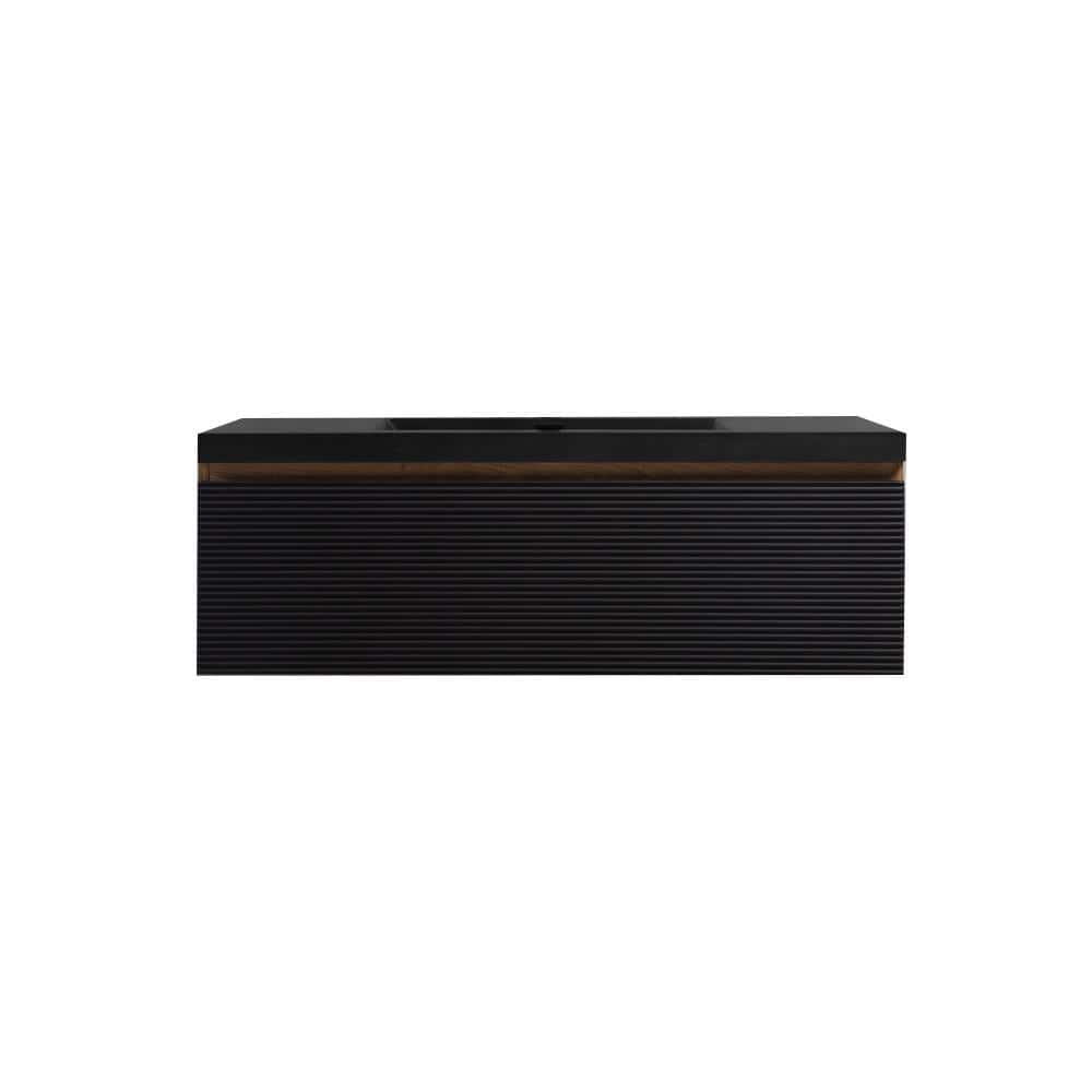 48 in. W Single Sink Wall-Mounted Bath Vanity in Natural Oak with Black Resin Top Unassembled price history on PriceWatchPro