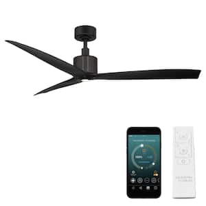 Spinster 60 in. Smart Indoor/Outdoor Matte Black Standard Ceiling Fan with 3000K Integrated LED and Remote
