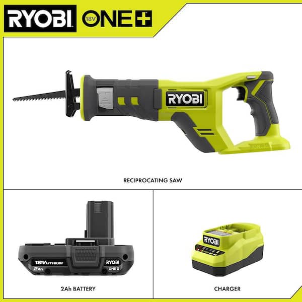 ONE+ 18V Cordless Reciprocating Saw with 2.0 Ah Battery and Charger Kit