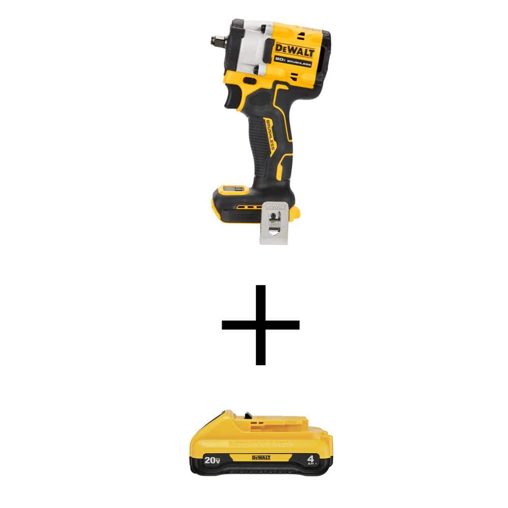DEWALT ATOMIC 20-Volt MAX Cordless Brushless 3/8 in. Impact Wrench with 20-Volt MAX Compact Lithium-Ion 4.0Ah Battery Pack -  DCF923BWDCB240