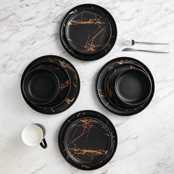 STONE LAIN Stone Lain Zora 16-Piece Dinnerware Set Porcelain, Service For  4, Black BLB0461-B010002 - The Home Depot