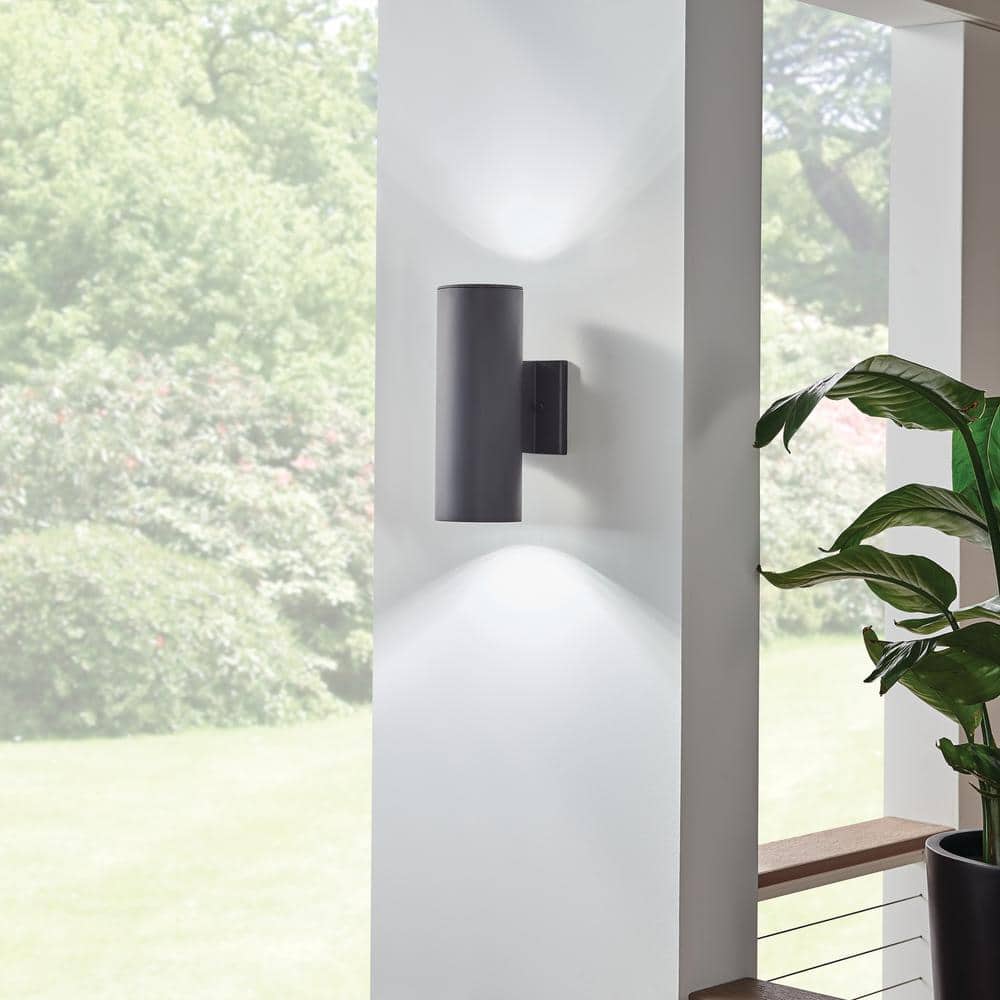 Modern Black Cylinder LED Wall Sconce, 12"