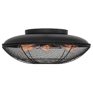 Hunter 16.25 in. 60-Watt 3-Light Oil-Rubbed Bronze Industrial Flush Mount with Oil Rubbed Bronze Shade