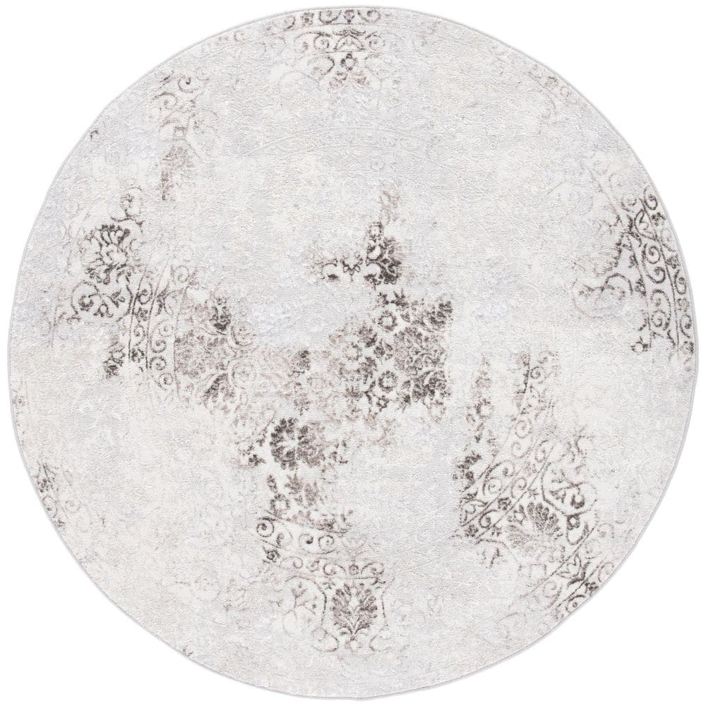 Orchard 7 ft. x 7 ft. Gray/Light Gray Distressed Ornate Round Area Rug price history on PriceWatchPro