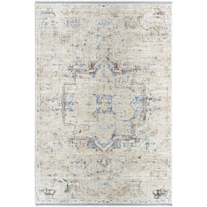 Rivaldo Cream Blue Medallion 2 ft. x 3 ft. Indoor Area Rug