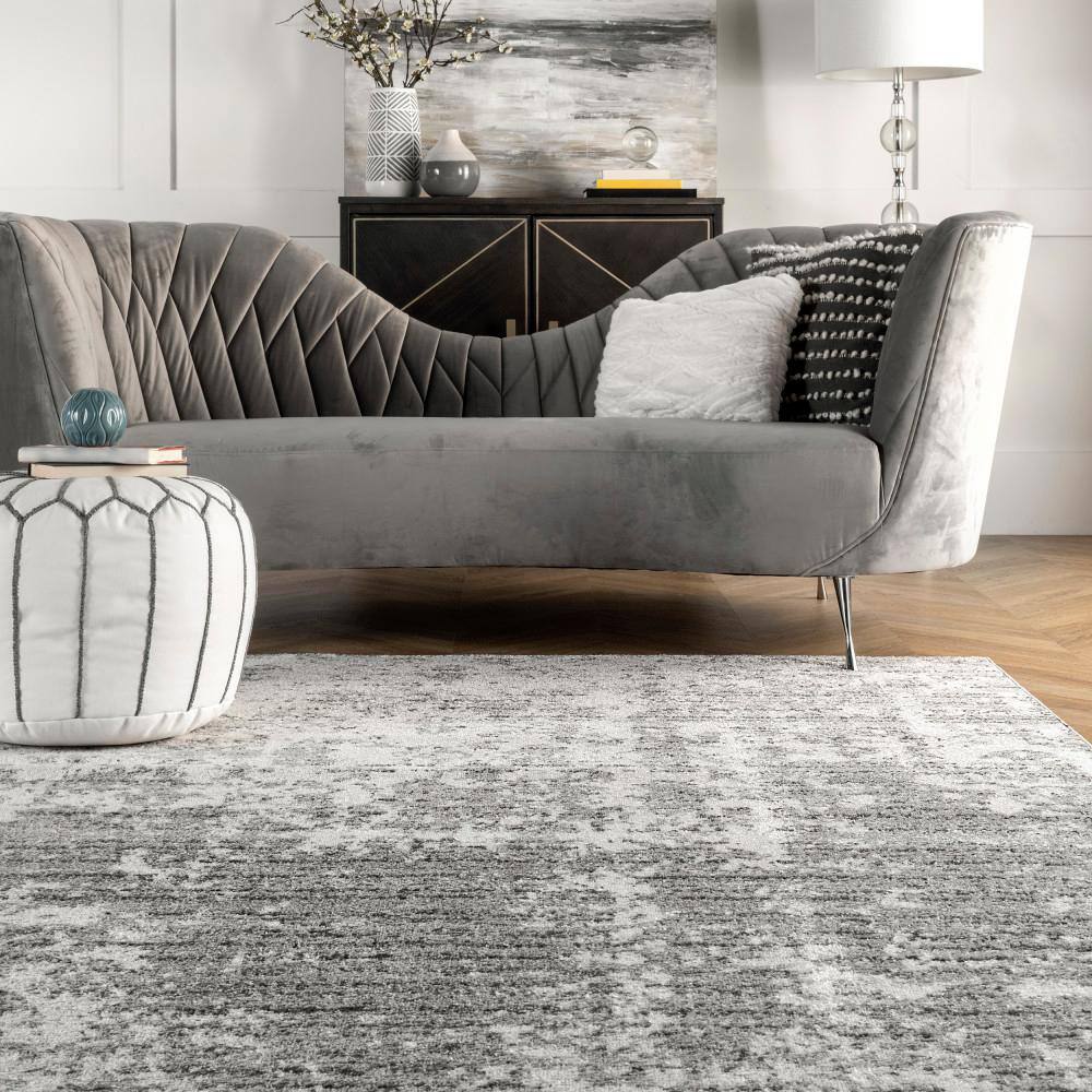 Deedra Gray Abstract Non-slip Synthetic Area Rug