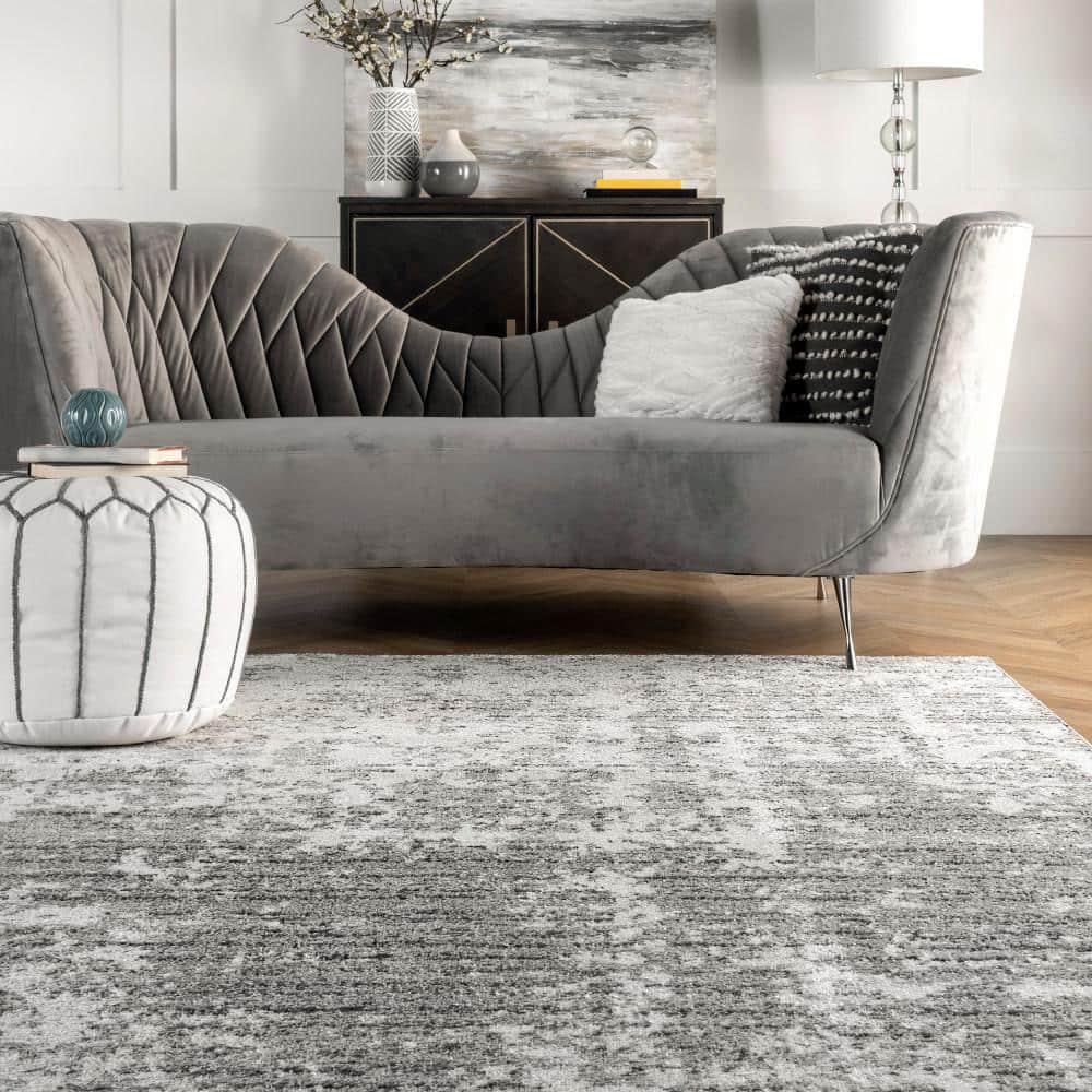 Abstract Braided Gray Synthetic 4' x 6' Easy Care Rug