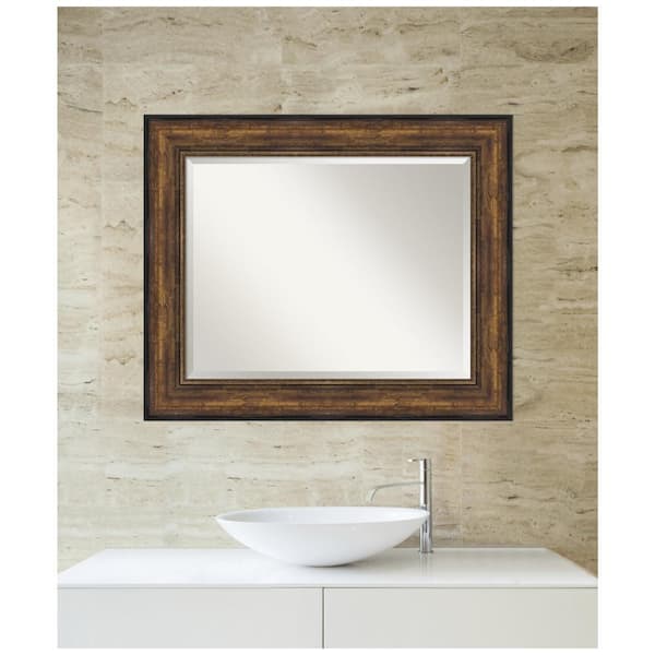 Medium Rectangle Bronze Bronze/Copper Metallic Beveled Glass Modern Mirror (29.5 in. H x 35.5 in. W)