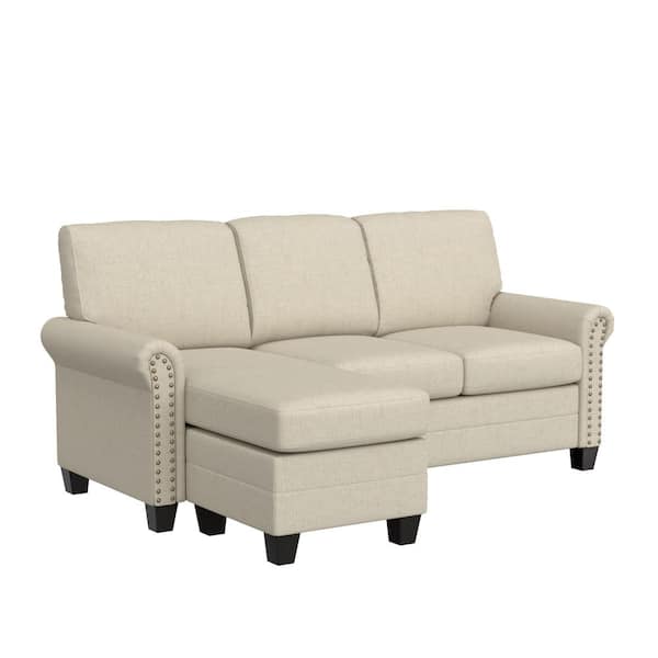 Hillsdale Furniture Barroway 76 in. Rolled Arm Polyester Modern Rectangle Removable Cushions Sectional Beige