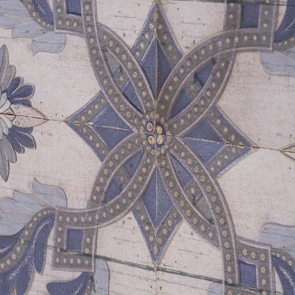 48" Blue and Gray MDF Floral Mandala Wall Art Tile
